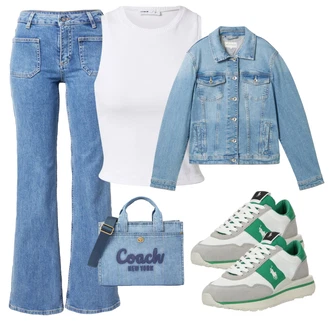 outfit mit Krem/Bela Bluza velika velikost millane "Pomladanski Outfit"