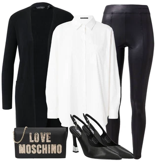 outfit mit Črna/Rjava/Bela/Oranžna Slingback Črpalka/Čevelj S Paščkom karl lagerfeld "Poslovna oblačila"