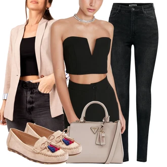 outfit mit Črna/Bela/Bež/Rjava/Škrlatna Bustier top/Top za plažo/Bikini majica z visokim ovratnikom/Bandeau kopalke/Izrezan kopalke/Kratki top/Majica bikini bandeau/Bandeau Tankini/Bando-bikini/Bustier bikini/Bikini Crop Top Trendyol "Poslovna oblačila"