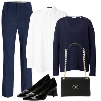 Gube outfit mit Temno modra/Modra/Svetlo modra Ravna Hlača/Poslovna Hlača/Obleka Hlača/Plisirane Hlače/Hlača z Razporkom/Hlače iz muslina jjxx "Poslovna oblačila"