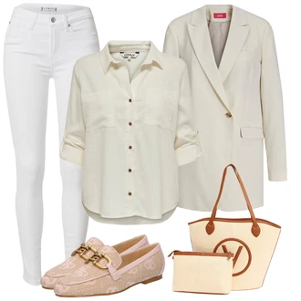 outfit mit Bež Nakupovalna torba/Plažna torba/Vrečka iz blaga/Velika torba/Pisarniška torba/Torba za čez ramo/Nakupovalka valentino "Poslovna oblačila"