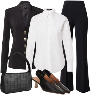 outfit mit Črna/Temno modra/Rumena Usnjena Jakna za moške/Usnjena Jakna/Bluzni Blejzer/Eleganten Blazer Pinko "Poslovna oblačila"