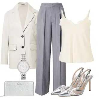 outfit mit Bež/Bela/Krem/Khaki Majica brez rokavov/party Majica/Čipkasti top/Majica za špagete Vero Moda Petite "Poslovna oblačila"