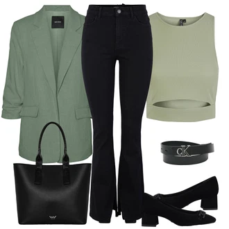 outfit mit Zelena/Svetlo zelena Kratki top/Odrezana Majica brez rokavov/Majica brez rokavov Pieces "Poslovna oblačila"