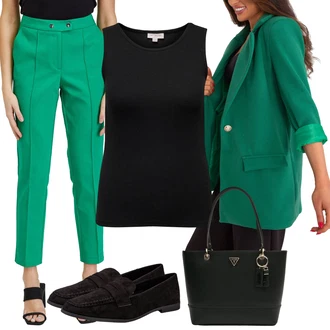 outfit mit Črna Pleteni vrh/Klasična Dolžina/Majica brez rokavov/Majica za mišice/Moški čevlji/Grafična majica/Majica tankini Only "Poslovna oblačila"