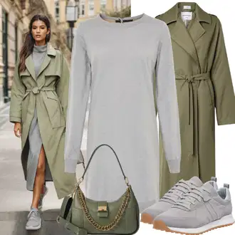 outfit mit Rjava/Khaki/Temno rjava Plašč iz Kašmirja/Volnen Zimski Plašč/Volneni Plašč/Loden plašč/Dolg Plašč/Dolg plašč/Midi Plašč Tiger of Sweden "Praznični slog z dolgimi oblekami in plaščem"