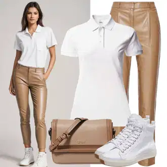 Outfits with traditional leather pants "Razkošen outfit s krilom iz usnja in polo majico"