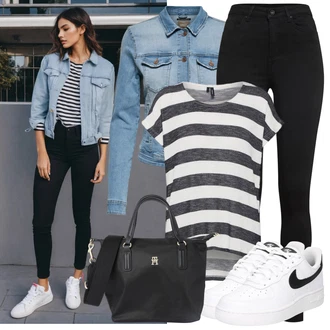 Cool Outfit s Světle modrá/Modrá Krátké Džínové Bundičky/Vintage Bund/Džínové Bund Only "Lehký outfit"Look: Cool, Krásný, Vintage, Western, Pracovní oděvy, Retro