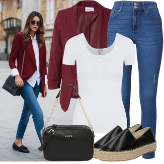 Outfit s Krémová/Béžová/Černá Espadrilka na Podpatku/Espadrille sandál/Espadrille pantofle About You "Lehký outfit"