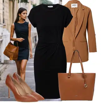 Ležerno, Šik Outfit sa Crna Haljina Veći Broj Edited "Praktičan look"Look: Rap, Poslovni, Ured, 30-ih godina, Elegantan, Šik, Burleska, Rad, Preodjeven