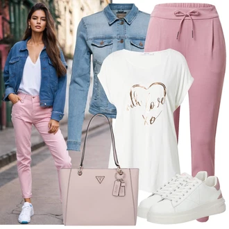 Cool Outfit s Světle modrá/Modrá Krátké Džínové Bundičky/Vintage Bund/Džínové Bund Only "Moderní outfity"Look: Cool, Krásný, Vintage, Western, Pracovní oděvy, Retro