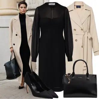 Elegantní outfity Matriční úřad s Bílá/Černá/Žlutá Lodička s vysokým nártem/Lodička na Vysokém Podpatku/Bota Na Podpatku/Boty Mary Jane/Lodička Slingback/Lodička S Páskem/Lodička S Páskem/Přezková bota/Lodička s T-páskem Only "Slavnostní styl s dlouhými šaty a kabátem"Look: Bar, Divadlo, Matriční úřad, 30. narozeniny, 18. narozeniny