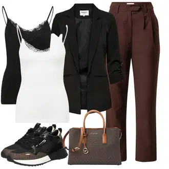 Kamuflaža outfit mit Siva/Črna/Bež Gorniški čevelj/Tekaški copat/Pristopni čevelj/Cam čevelj/Gimnastični čevelj MICHAEL Michael Kors "Sodobni Pomladni putfit"