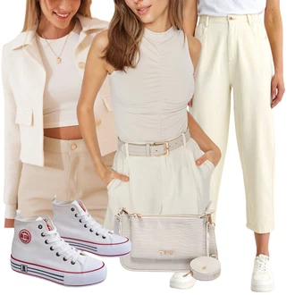 outfit mit Odrezana majica brez rokavov/Kratki top/Pleteni vrh/Majica brez rokavov/Grafična majica/Moški čevlji/Majica z ovratnikom Trendyol "Sodobni Pomladni putfit-"
