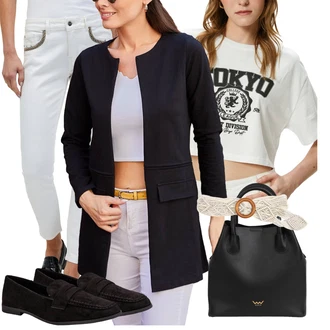 outfit mit Krem/Bela/Bež Širok pas/Pasni pas/Sproščeni pas/Ženski Pas brez Zaponke/Klasični pasovi/Pas z Žepom orsay "Sodobni Pomladni putfit"