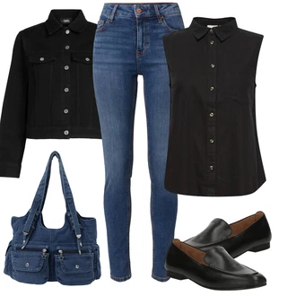 outfit mit Modra/Temno Modra/Svetlo Modra Push up Kavbojke/Zimska jakna/Gležnarji/Usnjene Čevlje/Usnjena Jakna/Kavbojke Visokega Pasu/Ozke Kavbojke/Kavbojke z Razporkom ESPRIT "Sodobni Pomladni putfit"