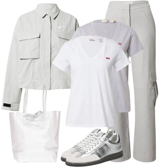 outfit mit Svetlo siva/Khaki/Siva Cargo Hlače/Cargo trenirke Edited "Sodobni Pomladni putfit"