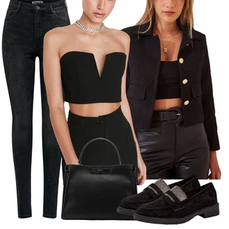 outfit mit Črna/Bela/Bež/Rjava/Škrlatna Bustier top/Top za plažo/Bikini majica z visokim ovratnikom/Bandeau kopalke/Izrezan kopalke/Kratki top/Majica bikini bandeau/Bandeau Tankini/Bando-bikini/Bustier bikini/Bikini Crop Top Trendyol "Sodobni Pomladni putfit"