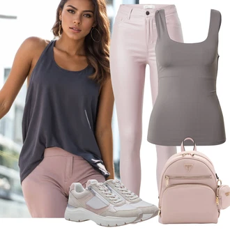 Outfit sa Pink Kožna Jakna/Bikerske Traperice/Push-up Traperice/Termo Traperice/Kožne Cipele/High Waist Traperice JdY "Ljetni outfiti"