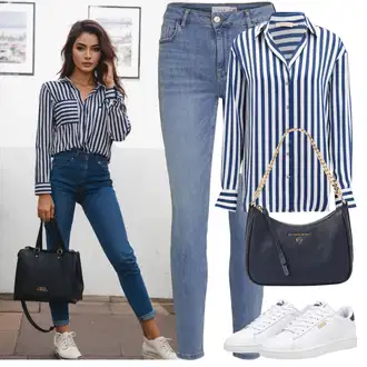 Outfit sa Svjetloplava/Plava Kožna Jakna/Push-up Traperice/Skraćene Traperice/Traperice Slim Kroja/Kožne Cipele/Traperice s Prorezom/High Waist Traperice/Slip-on Traperice/Ženske Traperice 7/8 Dužine/Capri Traperice/Čizma do Gležnja Vila "Ljetni outfiti"
