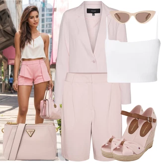 Vysoké Podpatky Outfit s Růžová Espadrilka s klínovým podpatkem/Sandál na klínku/Bota Na Klínku/Dámská lodička na klínovém podpatku/Letní Bota/Lodička na klínku Tommy Hilfiger "Jarní outfit"
