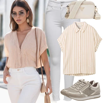 Outfity pro léto Chytrý příležitostný Svatba s Hnědá/Béžová/Khaki Tenisky s Bočním Zipem/Kožené tenisky/Volnočasová bota/Úzká teniska/Bota Na Pěší Turistiku/Nízká Teniska/Letní tenisky Tamaris "Outfit na léto"Look: Blokování barev, Ležérní, S Metall, Moderní, Venkovní, Chytrý příležitostný, Sportovní, Bar, Svatba, Koncert, Galavečer, Škola