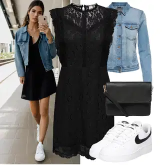 Výstřih na ramena Outfit s Černá Šaty Bez Rukávů/Mini Šaty/Pouzdrové Šaty/Šaty Ze Síťoviny/Krajkové Šaty Only "Každodenní vzhled"