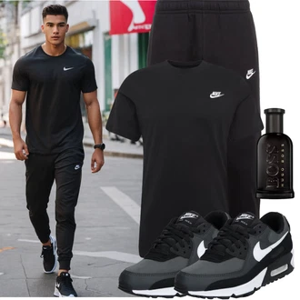 Sport Outfits Kurvige mit Schwarz Bluse Große Größe/Shirt & Top Große Größe/T-Shirt Training/Funktions T-Shirt/Kurzarm T-Shirt/Ausgefallenes T-shirt Nike Sportswear "Sport Outfit"
