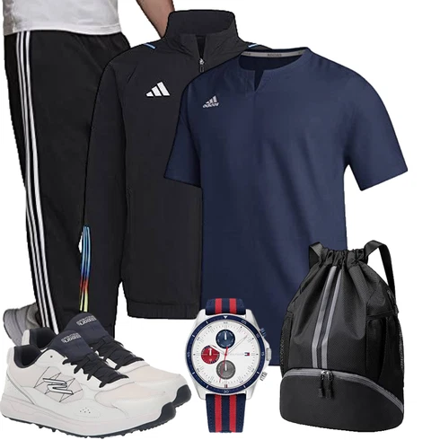 Dunkelblau Sportjacke/Uniformjacke/2in1 Jacke/Laufjacke/Schlupfjacke/Blouson/Kastenjacke Adidas kombinieren