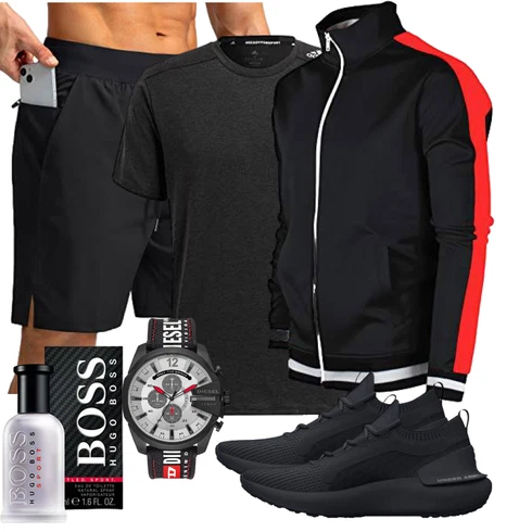 Rot/Schwarz Schlupfjacke/Windbreaker Jacke/Laufjacke/Jacke mit Seitlichem Reißverschluss/Sportjacke SCREENSHOT kombinieren