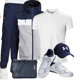 Outfit mit DunkelBlau/Blau Funktionshose/Schlupfhose/Stoffhose/Boyfriend Hose/Musselin Hose/Trainingshose/Karottenhose/Sporthose/Cargo-Jogginghose/Jogger Hose/Capri ZOXOZ "Sport Outfits"