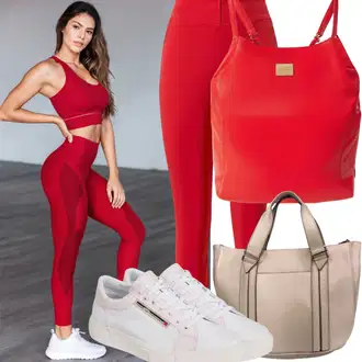 Outfity pro volný čas s Červená Tréninková Kalhoty/Push up Legíny/Kožená bunda/Sportovní kalhoty/Běžecká Kalhoty/Pletený Legín/Legíny s Podšívkou/Teplé Legíny/Sportovní Legína/Termo Kalhoty/Legíny do Posilovny/Tregíny The North Face, Červená Krátký Top Edited "Sportovní outfit v červené barvě"