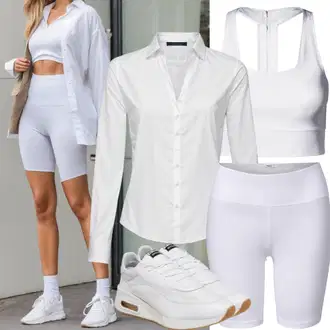 Prevelik outfit mit Črna/Roza/Bela/Škrlatna/Rjava Majica Kolesarske Kratke hlače/Bermuda/Kratke hlače z visokim pasom/Denim Kratke hlače Trendyol "Sproščen outfit s kolesarskimi hlačami in srajco"Look: Brez šivov, Modernen, Softgirl, Prevelik, Seksi, Egirl, Športno, Priložnostne