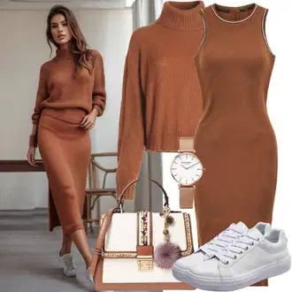 Outfit Inspo Poletje mit Obleka ravnega kroja/Obleka matične urada gost/Obleka matičnega urada/Maxi obleka/Dolga pletena obleka/Dolga Obleka/Obleka iz jerseya happiness İstanbul, Bela/Krem Teddy superga/Usnjene superge/Superge Nizka/Plato-Sneaker/Ozka superga karl lagerfeld, Bela/Krem Baguette torba/Mini torbica Desigual, Zlati Verižna ura/Darilni komplet ur/Zapestna ura Lacoste "Sproščen videz z dolgimi oblekami in puloverjem"