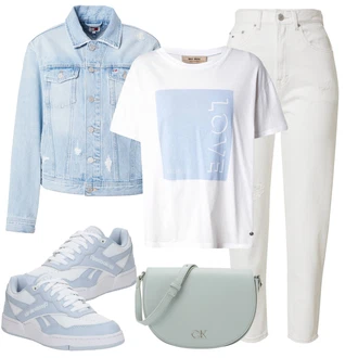 outfit mit Khaki/Krem/Bela Hlača velika velikost Tommy Jeans "Eleganten outfit za pomlad"