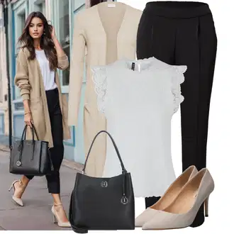 Outfit sa Crna/Tamnosiva/Siva/Bež/Smeđa Sportski dodatak/Novčanik/Privjesak/Maska/Privjesak/Privjesak Za Ključeve L.CREDI "Prekrasni proljetni outfiti"