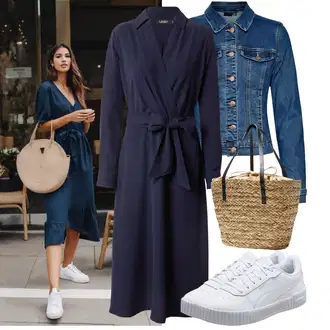 Jaro Outfit s Modrá/Tmavě modrá/Světle modrá/Pastelové barvy Krátké Džínové Bundičky/Džínové Bund VERO MODA "Jarní outfit"