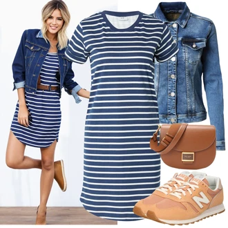 Outfit s Pastelové barvy/Modrá/Tmavě modrá Žerzejové Šaty/Pouzdrové Šaty/Tričkové šaty JdY "Stylové kombinace pro volný čas"