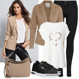 Outfit sa Crna Tople Tajice/Jeggings/Zimska tajica/Pamučna Tajica/Pletena Tajica/Neprozirna Tajica/Termo Hlača/Podstavljena Tajica/Kožna Jakna/Samtaste Tajice/Tajice s Prorezom/Oblikovana Tajica Only "Moderan outfit za slobodno vrijeme"