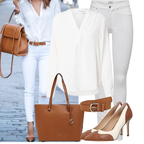 Kombinace Bílá/Krémová Blůza s knoflíčkem/Halenka se Stojatým Límcem/Halenka s Dlouhým Rukávem/Oversize Halenka/Slip-on Halenka Selected kombinovat s Bílá/Krémová Kožená bunda/Slim Fit Džíny/Džín s Nízkým Pasem/Push up Džín/Džíny s Rozparkem/Džíny s Nízkým Sedem/Kožené Boty/Termální Džíny/Motorkářské Džíny Only