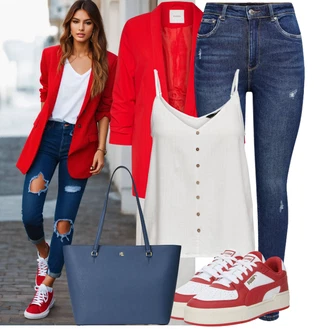 Zapínání na knoflíky Outfit s Šedá/Bílá/Krémová/Hnědá/Khaki Tričko & Top Košilový top/Krátký top/Halenka Bez Rukávů/Top Se Špagetovými Ramínky Only "Jarní outfit"