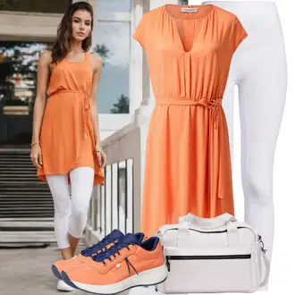 Letní outfity pro baculky "Svěží outfit s letním šaty a legíny"