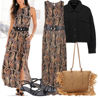 Outfit sa Crna Održiva jakna/Kratka Traper Jakna/Prijelazna Jakna/Jakna košulja/Gajtana Jakna/Kratka Jakna/Crop Jakna/Traper Jakna mymo rocks "Outfit za ljeto"