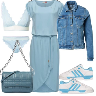 Ležerno, Šik Outfit sa Svjetloplava/Plava/Siva Haljina Veći Broj/Tunika Ragwear "Outfit za ljeto"Look: Rap, Elegantan, Preodjeven, Mom, Šik, Burleska, cool