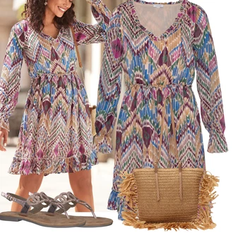 Outfit s Růžová Sandál Dianette/Římská sandála/Letní Bota/Vintage sandál/Sandál S T Páskem Tamaris "Outfit na léto"