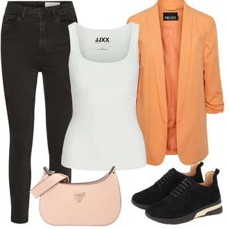 S páskem Outfit s Černá/Tmavě zelená/Khaki/Tmavě šedá Kožená bunda/Kožené Boty/Push up Džín/Capri Džíny/Džíny s Rozparkem/Dámské Džíny s Délkou 7/8/Zkrácené Džíny/High Waist Džínové Kalhoty/Termální Džíny/Kotníková Bota/Motorkářské Džíny Noisy may "Outfit na léto"