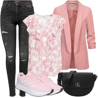 Punk Outfit s Černá/Světle šedá/Tmavě šedá/Šedá Kožené bundy/Džíny s Dírou/Džíny s Rozparkem/Motorkářské Džíny/Kožená bunda Only "Outfit na dovolenou"Look: Styl, 90tá léta, Cool, Old Money, Punk, Bezešvé, Techno