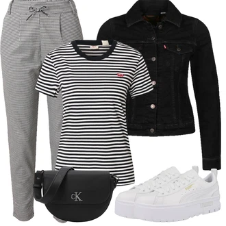 Outfit sa Crna Gajtana Jakna/Vunena Jakna/Vintage Jakna/Voštana Jakna/Kratka Traper Jakna/Traper Jakna levi's ® "Outfit za odmor"