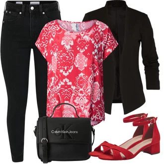 Outfit sa Crna Kožna Jakna/Ženske Traperice 7/8 Dužine/Čizma do Gležnja/Bikerske Traperice/Capri Traperice/Skraćene Traperice/High Waist Traperice/Push-up Traperice/Traperice Slim Kroja/Kožne Cipele/Termo Traperice/Zimska jakna Calvin Klein Jeans "Outfit za odmor"