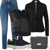 Crni Vypchani Vuneni Sakoi Outfiti image